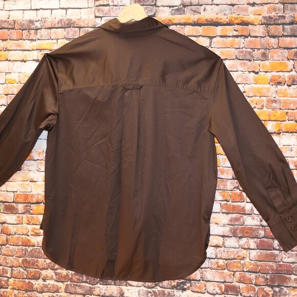 Madewell Utility Shirt Carob Brown Size S Long Sleeves Button Front Pockets - Picture 2 of 9